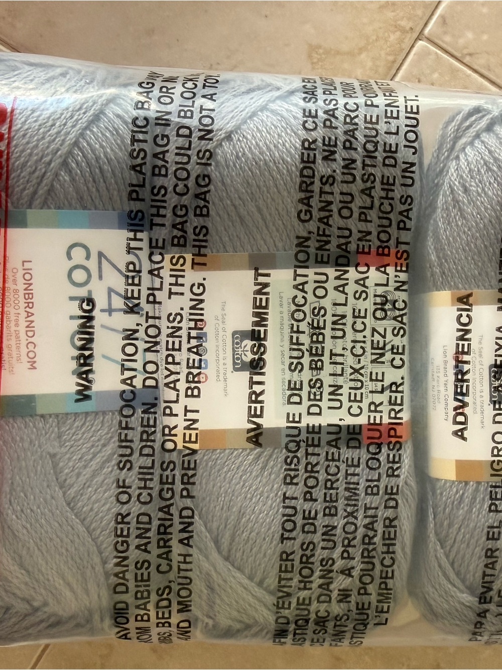 Lion Brand 24/7 Soft Silver Cotton Yarn - Multipack